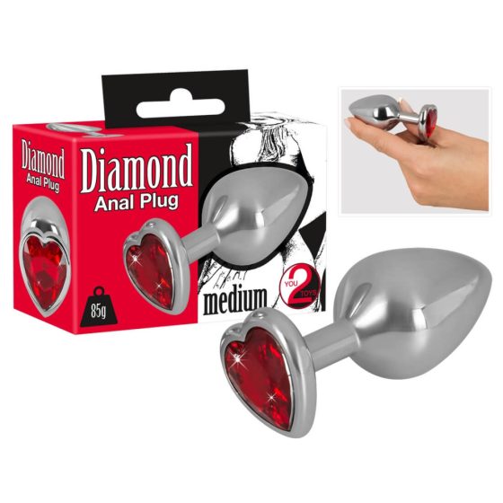 You2Toys - Diamond 85g Aluminum Dumbbell - dildo (červeno-stříbrné)