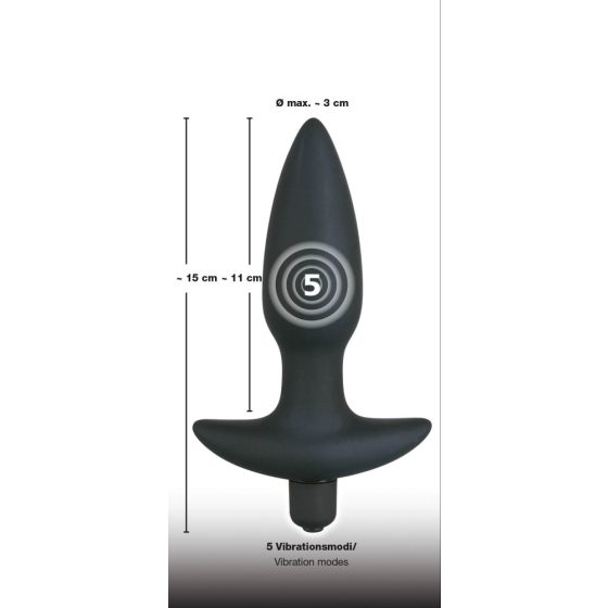 Black Velvet Plug Vibe - vibrační anální kolík - střední velikosti