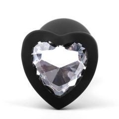   Sunfo - Silikonové anální dildo s kamenem ve tvaru srdce (černobílé)