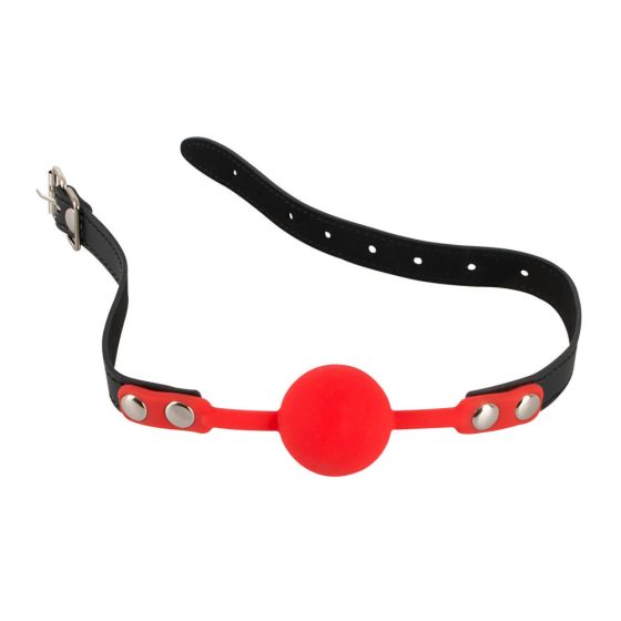 Bad Kitty - silikonová kulička do úst s koženkovým popruhem (červená)