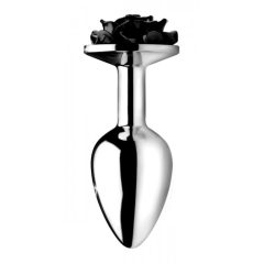   Booty Sparks Black Rose - 79g-ové hliníkové anální dildo (stříbrno-černé)