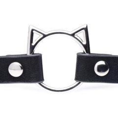   Master Series Kinky Kitty -  obojek kočičí hlava s kroužkem (černý)