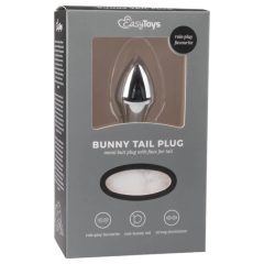   Easytoys Bunny NO1 - kovové anální dildo s zaječím ocáskem (stříbrno-bílé)
