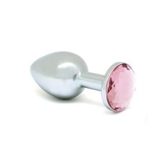   Rimba XS - kovový anální kolík s růžovým kamínkem (stříbrný)