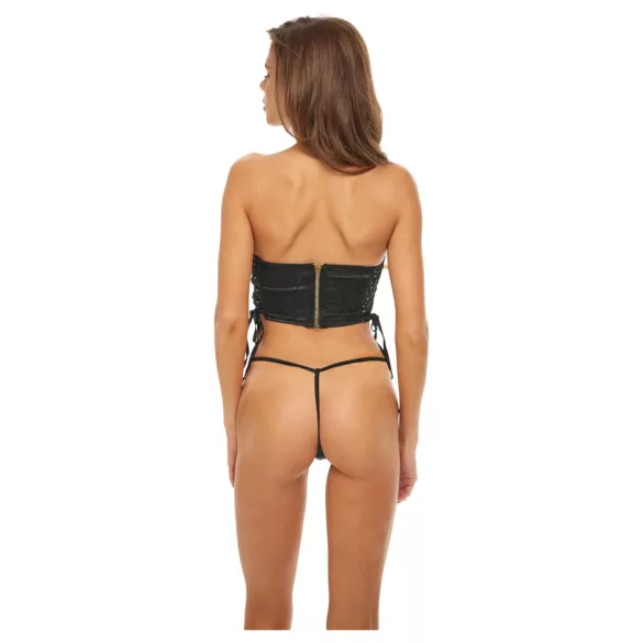 Bombshell - корсет и прашка с леопардов принт - черен - L