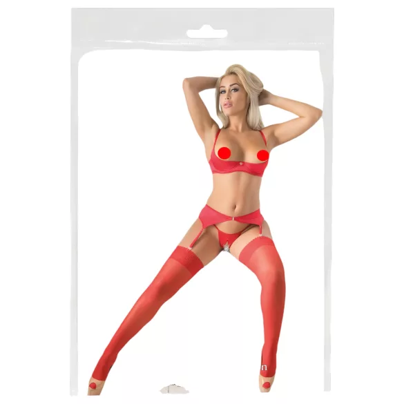 Cottelli - Дантелени чорапи - червени - 5/XL
