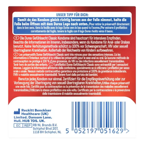 Durex Feel Thin - презерватив с естествено усещане (3 бр.)