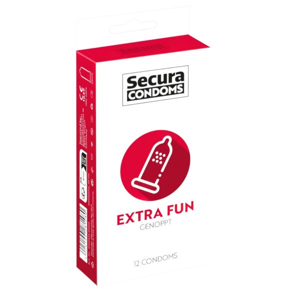 Secura Extra Fun - релефен презерватив - 53мм (12бр)