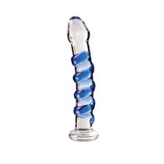   Icicles No. 5 - спираловидно стъклено дилдо (полупрозрачно синьо)
