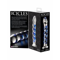   Icicles No. 5 - спираловидно стъклено дилдо (полупрозрачно синьо)