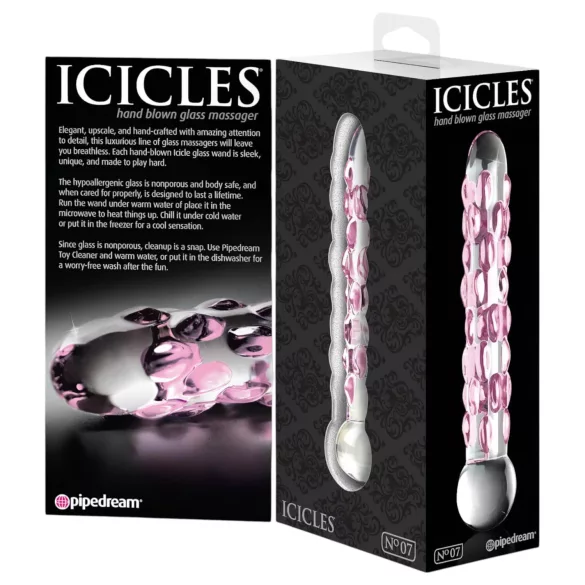Icicles No. 7 - стъклено дилдо с перли