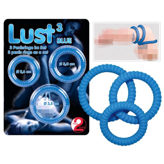 You2Toys - Трио пенис пръстени Lust - сини