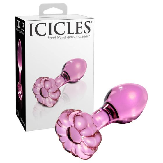 Icicles No. 48 - цветен стъклен анален конус (розов)
