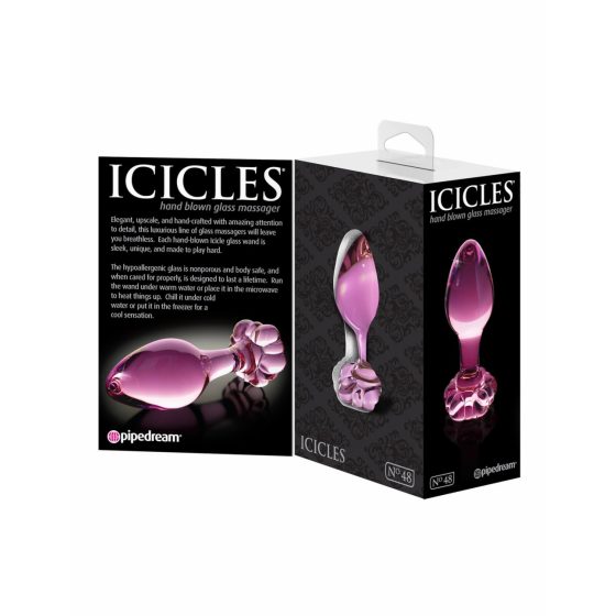 Icicles No. 48 - цветен стъклен анален конус (розов)