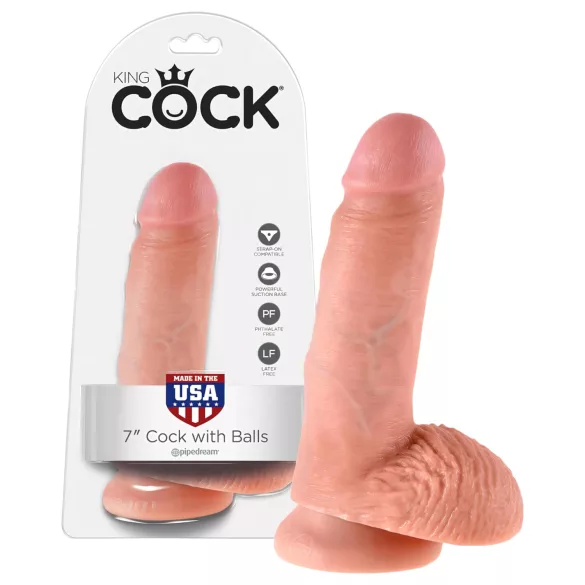 King Cock - дилдо с тестиси - 18 см - натурален