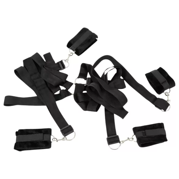 Bad Kitty - комплект за връзване към легло - плюш, 5 части