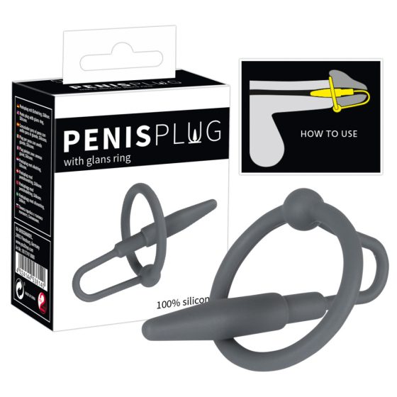 Penisplug - силиконов пръстен с уретерен конус (сив)
