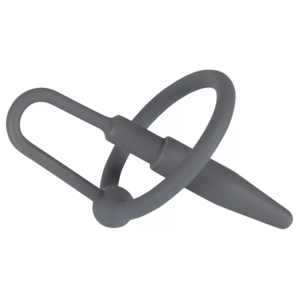 You2Toys - пенис плъг - силиконов пръстен за главичката с конусовиден дилатор (сив)