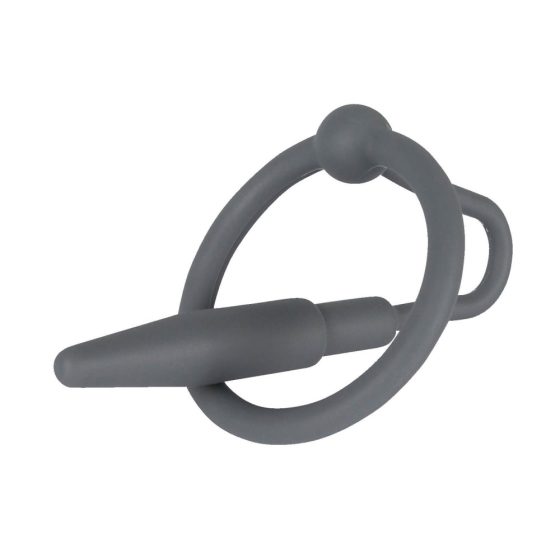 Penisplug - силиконов пръстен с уретерен конус (сив)