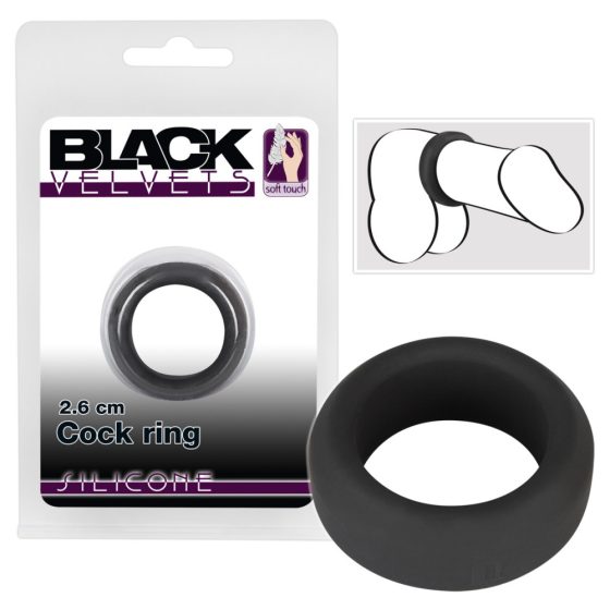 Black Velvet - пенис пръстен с дебели стени (2,6 см) - черен