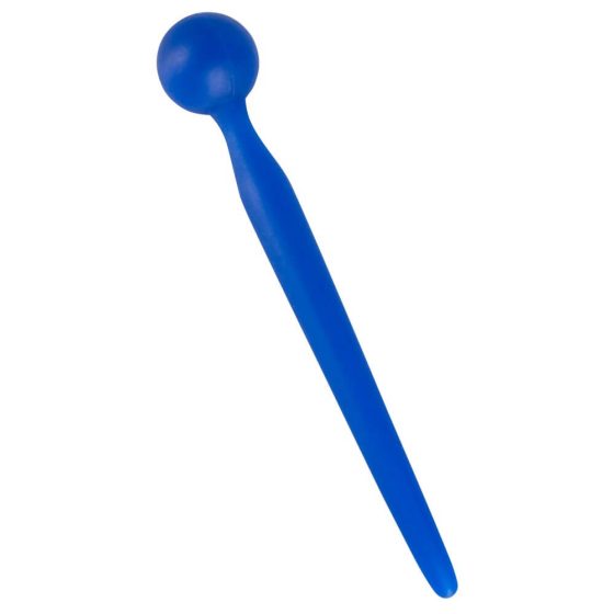 Спирачка за сперматозоиди - Сферичен силиконов дилдо за разширяване на уретрата (син)