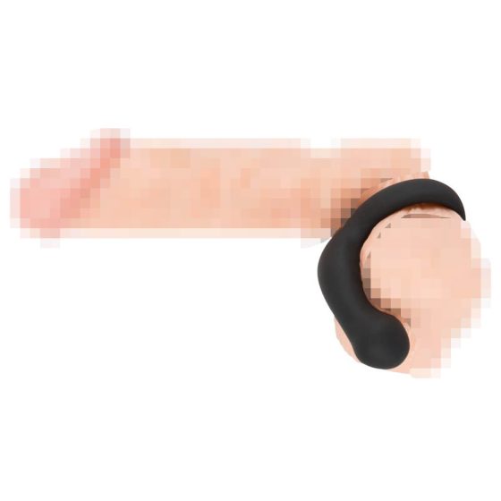 Пенис пръстен от черно кадифе с бариерен стимулатор (черен)
