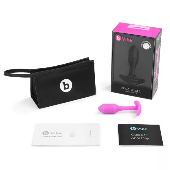 b-Vibe Snug Plug 1 - анален плъг с вътрешно тегло (55 g, розов)