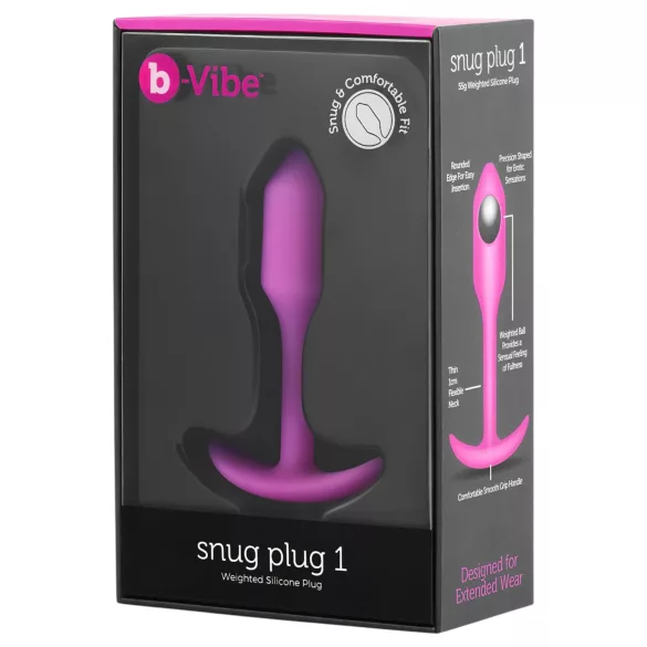 b-Vibe Snug Plug 1 - анален плъг с вътрешно тегло (55 g, розов)