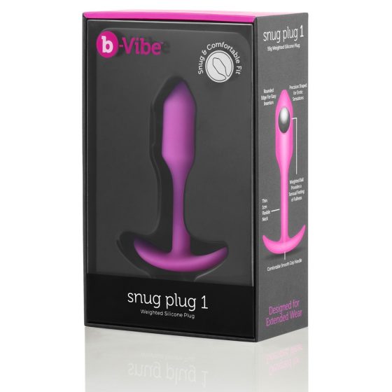 b-vibe Snug Plug 1 - Анален вибратор с вътрешна тежест (55g) - розов