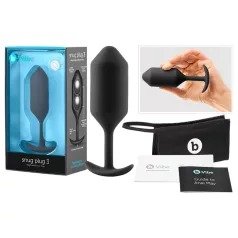   b-Vibe Snug Plug 3 - двоен топчест анален плъг (180 g, черен)