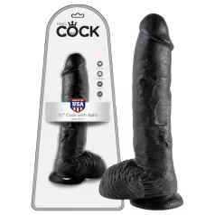   King Cock - дилдо с тестиси - 25 см - черен