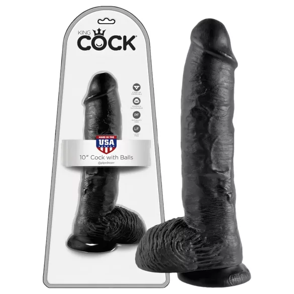 King Cock - дилдо с тестиси - 25 см - черен