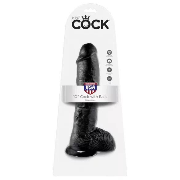King Cock - дилдо с тестиси - 25 см - черен