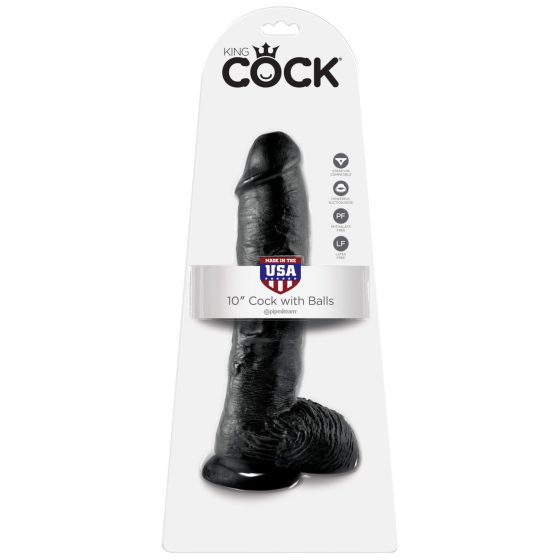 King Cock 10 вибратор с тестиси (25 см) - черен