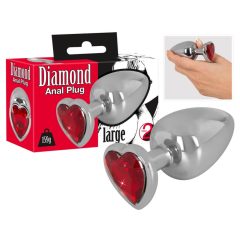   You2Toys - Diamond - 159g алуминиев анален вибратор (сребристо-червен)