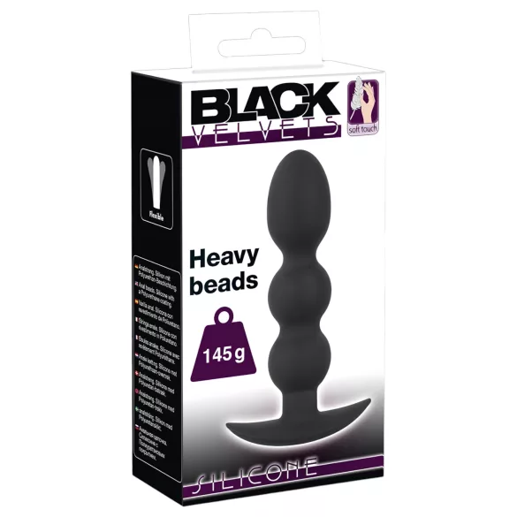 Black Velvets Heavy - анален плъг тип топка, 145 г (черен)