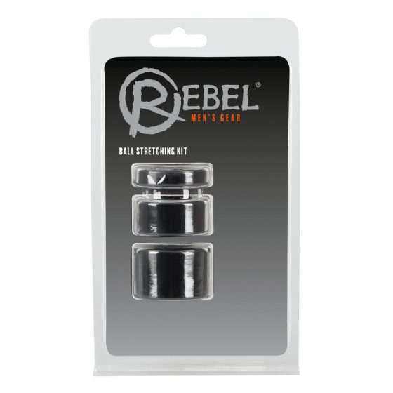 Rebel Ball - комплект за пенис, пенис пръстен и разтягане - (черен)