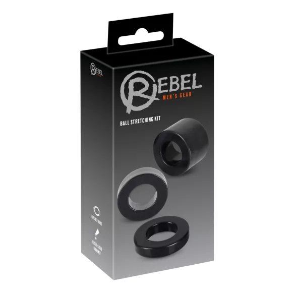 Rebel Ball - пенис и тестикуларен ринг и удължител - черен