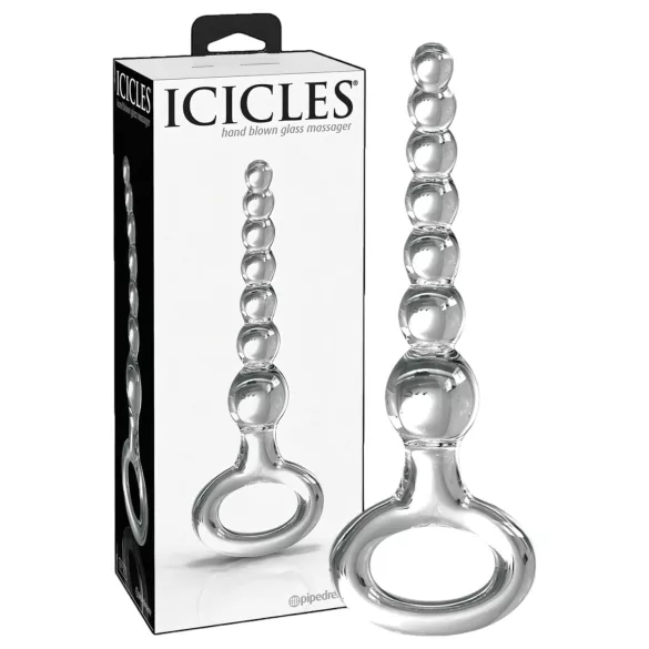 Icicles No. 67 - стъклено дилдо с топчета - прозрачно