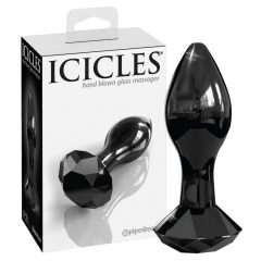   Icicles No. 78 - коничен стъклен анален вибратор (черен)
