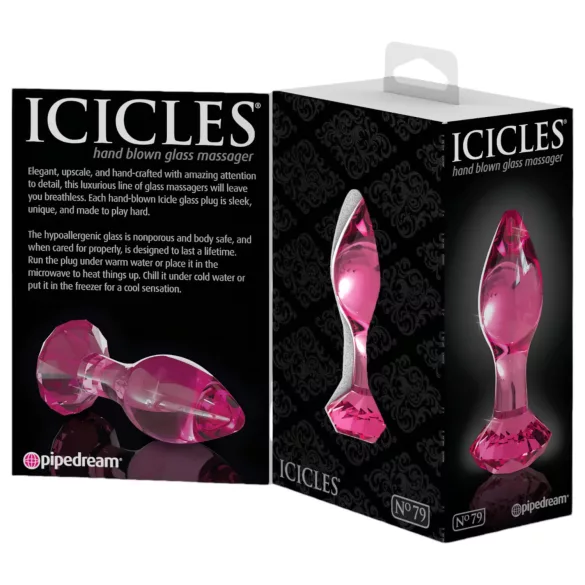 Icicles No. 79 - анален стъклен плъг конусовиден - розов