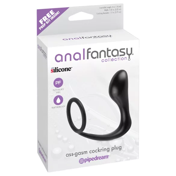 analfantasy - анален плъг с пенис пръстен - черен