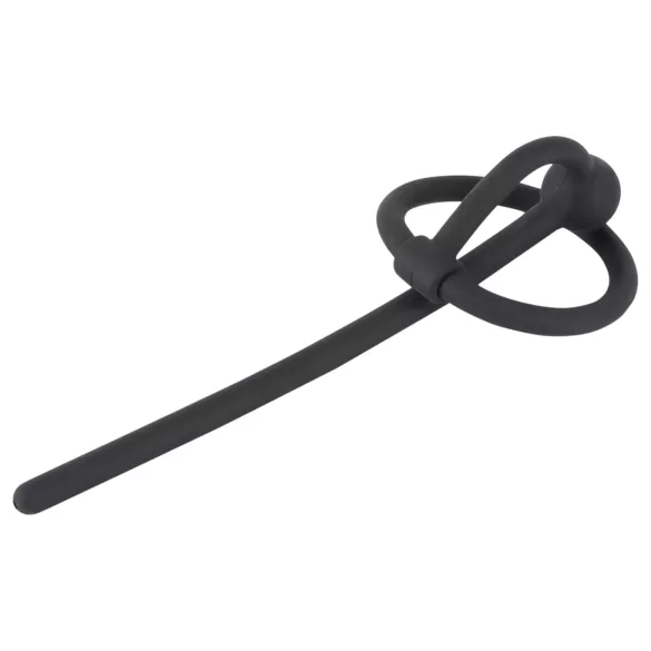 You2Toys - пенис плъг - силиконов пръстен за главичката с кух дилататор (черен)