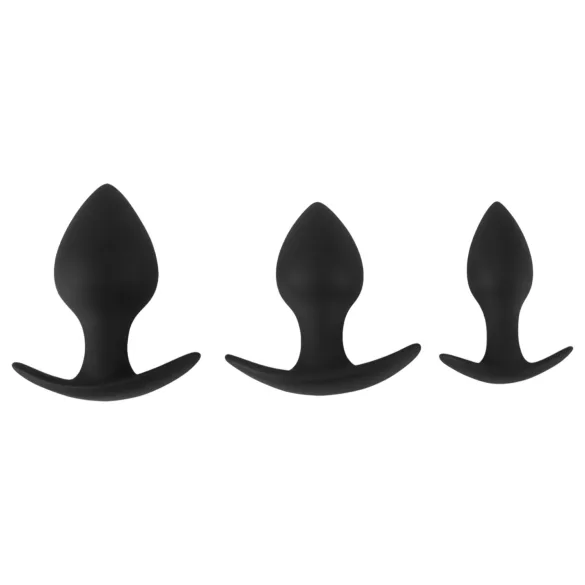 Black Velvets - анален плъг сет от силикон, 3 части - черен