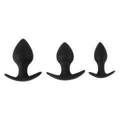   Black Velvet - комплект силиконови анални дилда (3 части) - черни