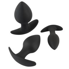   Black Velvet - комплект силиконови анални дилда (3 части) - черни