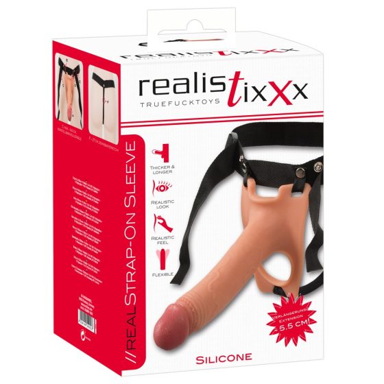 Realistixxx Strap-on - ремъчен, кух, реалистичен вибратор (естествен)