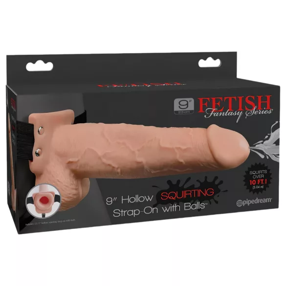 Pipedream Fetish Strap-On 9 - пристягащо се, кухо, пръскащо дилдо (телесен цвят)