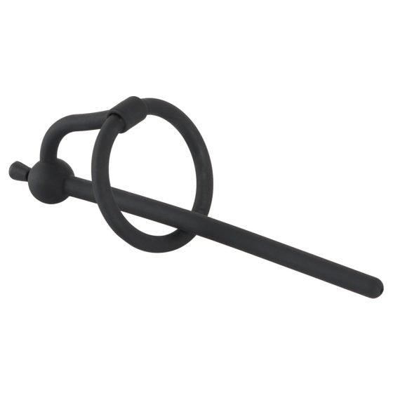 Penisplug - силиконов разширител на уретрата с пръстен от жълъд (0,6 мм) - черен