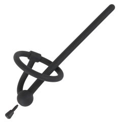   Penisplug - силиконов разширител на уретрата с пръстен от жълъд (0,6 мм) - черен